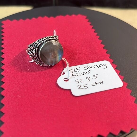 Gorgeous Faceted Artesian Crafted Labradorite Ring Sterling Silver Sz 8.5 - Picture 11 of 13
